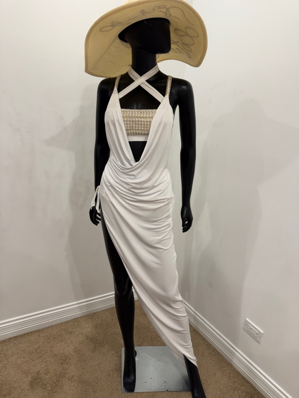 White Draped Cover-Up Dress | Sexy Resort / Beach Club | Hamptons Style